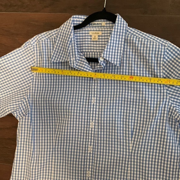 100% Cotton L.L. Bean Wrinkle -Resist Short Sleeve Button Down Blouse, sz Medium - Picture 8 of 11